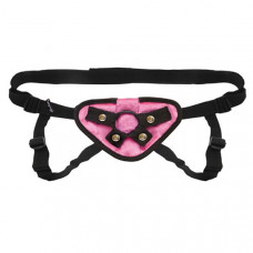 Черно-розовые плюшевые трусики для страпона Черно-розовые плюшевые трусики для страпона