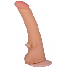 Телесный фаллоимитатор на присоске со стимулирующими усиками - 20,5 см. Телесный фаллоимитатор на присоске со стимулирующими усиками - 20,5 см.