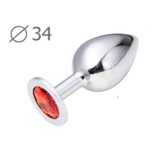 Коническая серебристая анальная втулка с красным кристаллом - 8,2 см. Коническая серебристая анальная втулка с красным кристаллом - 8,2 см.