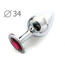 Коническая серебристая анальная втулка с малиновым кристаллом - 8,2 см. Коническая серебристая анальная втулка с малиновым кристаллом - 8,2 см.