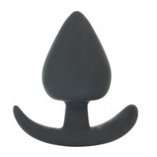 Черная каплевидная анальная силиконовая пробка с ограничителем - 8 см. Черная каплевидная анальная силиконовая пробка с ограничителем - 8 см.