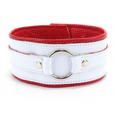 Бело-красный кожаный ошейник Бело-красный кожаный ошейник