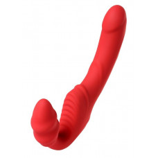 Красный безремневой страпон с вибрацией Красный безремневой страпон с вибрацией