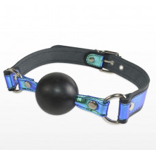 Кляп-шарик на чёрно-синих ремешках Кляп-шарик на чёрно-синих ремешках