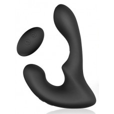 Черный силиконовый вибромассажер простаты с пультом ДУ Черный силиконовый вибромассажер простаты с пультом ДУ