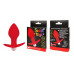 Красная коническая анальная вибровтулка с ограничителем - 8 см. Красная коническая анальная вибровтулка с ограничителем - 8 см.