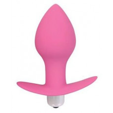 Розовая коническая анальная вибровтулка с ограничителем - 8 см. Розовая коническая анальная вибровтулка с ограничителем - 8 см.