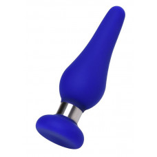 Синяя силиконовая анальная втулка с ограничителем - 11,5 см. Синяя силиконовая анальная втулка с ограничителем - 11,5 см.