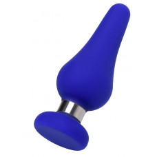 Синяя силиконовая анальная втулка с ограничителем - 13 см. Синяя силиконовая анальная втулка с ограничителем - 13 см.