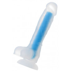 Прозрачно-синий фаллоимитатор, светящийся в темноте, Steve Glow - 20 см. Прозрачно-синий фаллоимитатор, светящийся в темноте, Steve Glow - 20 см.