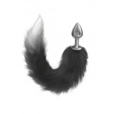 Серебристая анальная пробка с черным хвостом Starlit Серебристая анальная пробка с черным хвостом Starlit