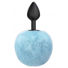 Черная анальная пробка с голубым пушистым хвостиком Fluffy Черная анальная пробка с голубым пушистым хвостиком Fluffy