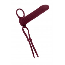 Бордовая вибронасадка для двойного проникновения Rori - 17 см. Бордовая вибронасадка для двойного проникновения Rori - 17 см.