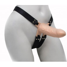 Пустотелый реалистичный фаллопротез на ремешках с заклепками - 15,5 см. Пустотелый реалистичный фаллопротез на ремешках с заклепками - 15,5 см.