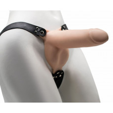 Пустотелый фаллопротез на ремешках с заклепками - 19,5 см. Пустотелый фаллопротез на ремешках с заклепками - 19,5 см.