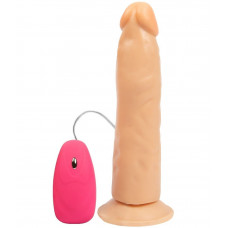 Телесный вибромассажёр-реалистик на присоске с проводным пультом - 16,5 см. Телесный вибромассажёр-реалистик на присоске с проводным пультом - 16,5 см.