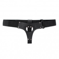 Чёрные кожаные трусики для больших насадок Чёрные кожаные трусики для больших насадок