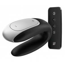 Чёрный вибромассажёр для пар Satisfyer Double Fun Чёрный вибромассажёр для пар Satisfyer Double Fun