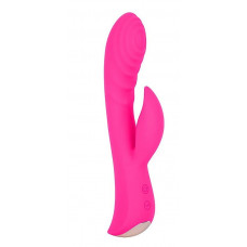 Ярко-розовый вибромассажер-кролик 5 Silicone Ripple Passion - 19,1 см. Ярко-розовый вибромассажер-кролик 5 Silicone Ripple Passion - 19,1 см.