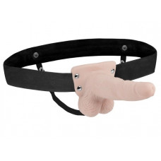 Телесный перезаряжаемый вибрострапон - 18 см. Телесный перезаряжаемый вибрострапон - 18 см.