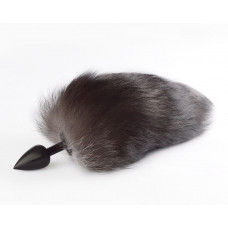 Черная анальная пробка с хвостом чернобурки Черная анальная пробка с хвостом чернобурки