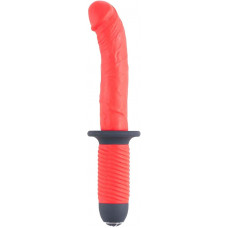 Красный вибратор с двумя моторами и рукоятью Красный вибратор с двумя моторами и рукоятью