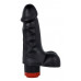 Черный реалистичный вибратор с мошонкой - 16,5 см. Черный реалистичный вибратор с мошонкой - 16,5 см.