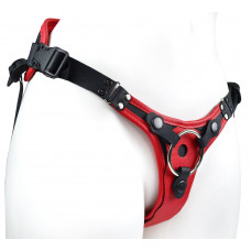 Красно-черный женский пояс с 2 способами крепления насадок и вагинальной пробкой Красно-черный женский пояс с 2 способами крепления насадок и вагинальной пробкой