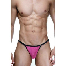 Розово-черные трусы-стринги с рюшей Розово-черные трусы-стринги с рюшей