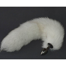 Темная анальная пробка с длинным пушистым хвостиком Темная анальная пробка с длинным пушистым хвостиком