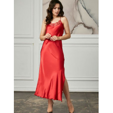 Длинная сорочка на узких бретелях с разрезом по ножке Длинная сорочка на узких бретелях с разрезом по ножке