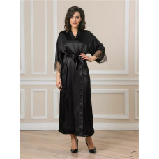 Длинный халат на поясе из искусственного шелка Длинный халат на поясе из искусственного шелка