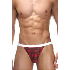 Мужские трусы-тонги в клеточку с контрастным поясом Мужские трусы-тонги в клеточку с контрастным поясом