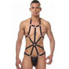 Брутальное мужское боди с металлическими колечками Брутальное мужское боди с металлическими колечками