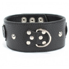 Черный кожаный ошейник с короткими шипами Черный кожаный ошейник с короткими шипами