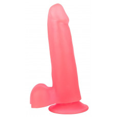 Нежно-розовый фаллоимитатор с мошонкой на присоске - 16,5 см. Нежно-розовый фаллоимитатор с мошонкой на присоске - 16,5 см.