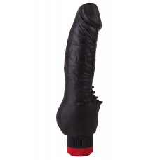 Чёрный виброфаллос с шипами у основания - 17,8 см. Чёрный виброфаллос с шипами у основания - 17,8 см.