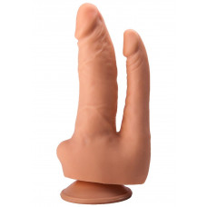 Двойной фаллоимитатор на присоске из геля - 16,5 см. Двойной фаллоимитатор на присоске из геля - 16,5 см.