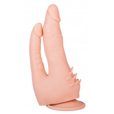 Двойной фаллоимитатор с шипами для массажа клитора - 21 см. Двойной фаллоимитатор с шипами для массажа клитора - 21 см.