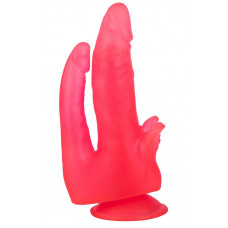 Розовый двойной фаллоимитатор с лепестками и присоской - 17 см. Розовый двойной фаллоимитатор с лепестками и присоской - 17 см.