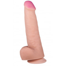 Фаллоимитатор с мошонкой на присоске - 21,3 см. Фаллоимитатор с мошонкой на присоске - 21,3 см.