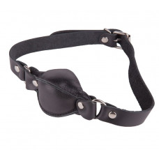 Чёрный кожаный кляп на регулируемых ремешках Чёрный кожаный кляп на регулируемых ремешках
