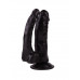 Двойной чёрный фаллоимитатор на присоске - 15 см. Двойной чёрный фаллоимитатор на присоске - 15 см.