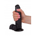 Фаллоимитатор чёрного цвета на присоске - 16,5 см. Фаллоимитатор чёрного цвета на присоске - 16,5 см.