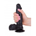 Чёрный фаллоимитатор с мошонкой на подошве-присоске - 16,5 см. Чёрный фаллоимитатор с мошонкой на подошве-присоске - 16,5 см.