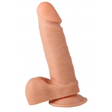 Гелевый фаллоимитатор с мошонкой на присоске - 19 см. Гелевый фаллоимитатор с мошонкой на присоске - 19 см.