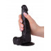 Фаллоимитатор с мошонкой на присоске чёрного цвета - 16,5 см. Фаллоимитатор с мошонкой на присоске чёрного цвета - 16,5 см.
