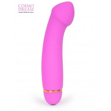 Розовый вибромассажер с изогнутой головкой - 15 см. Розовый вибромассажер с изогнутой головкой - 15 см.