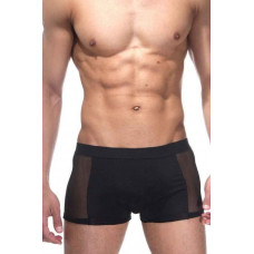 Черные мужские трусы-боксеры с прозрачными вставками по бокам Черные мужские трусы-боксеры с прозрачными вставками по бокам