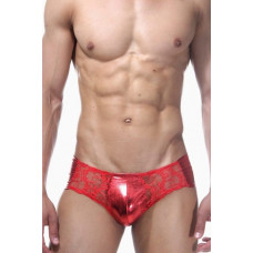 Красные блестящие трусы-хипсы с кружевными вставками Красные блестящие трусы-хипсы с кружевными вставками